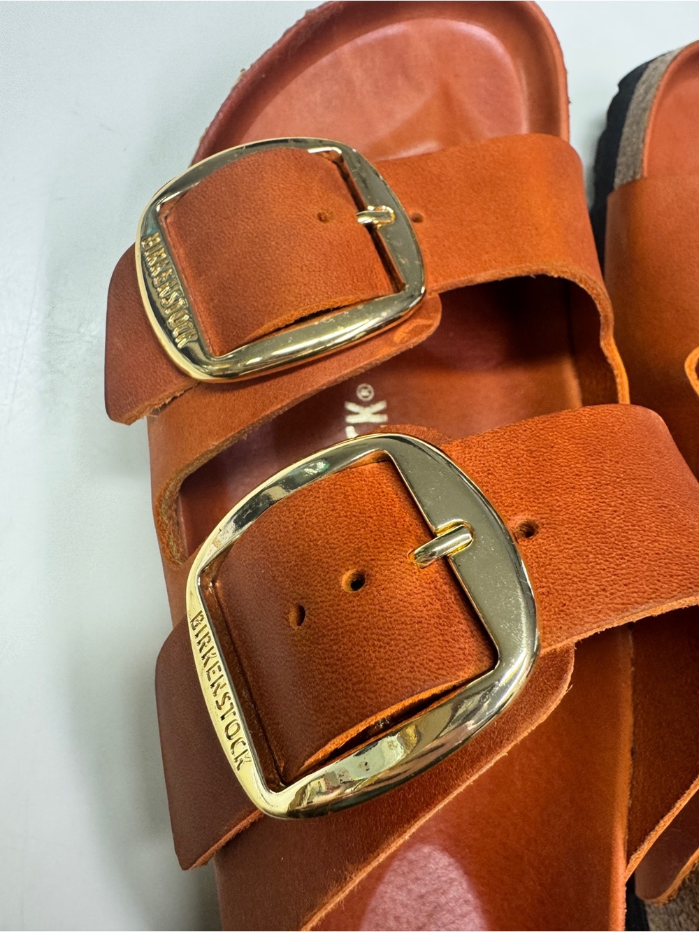 Birkenstock Arizona Big Buckle Leather Slides Burnt Orange Double Strap Size 40 - Picture 5 of 12